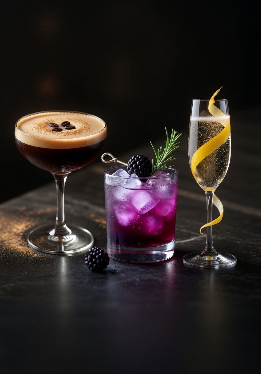 Happy hour cocktails at ADORA London — Espresso Martini, blackberry smash and prosecco, South Kensington SW7